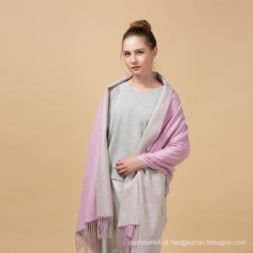 2017 preço de fábrica inverno personalizado rosa cinza duplo lado lenço de lã tecida 70 * 200cm
